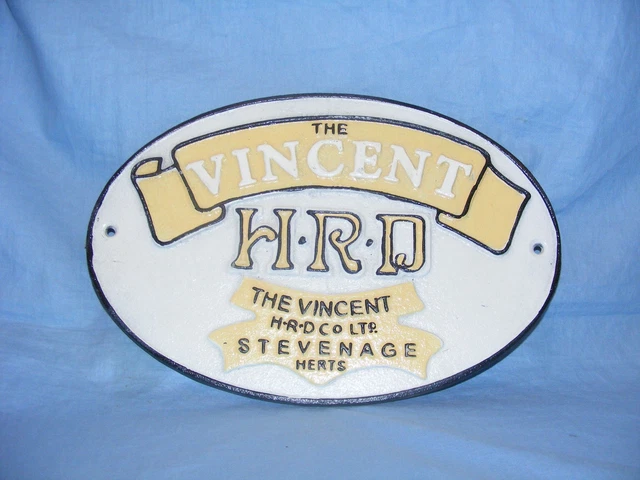 Vincent Sign Cast Iron Advertising Garage Man Cave Motorbike Wall Sign
