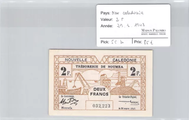 New Caledonia - 2 Francs - 29.3.1943 - Pick 56b - N° 032223