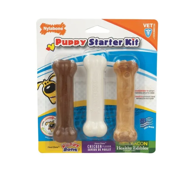 Nylabone Puppy Starter Kit - for young puppies - Healthy Edibles -3 flavor