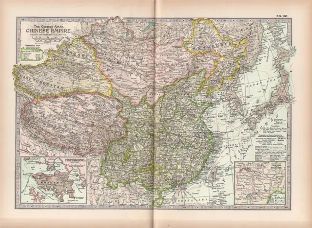 1897 Antique Century Atlas Map-Chinese Empire-China-Excellent Detail