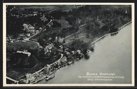 AK Berg, Bocks Seehotel, Königliches Schloss und Gedächtniskapelle 1935