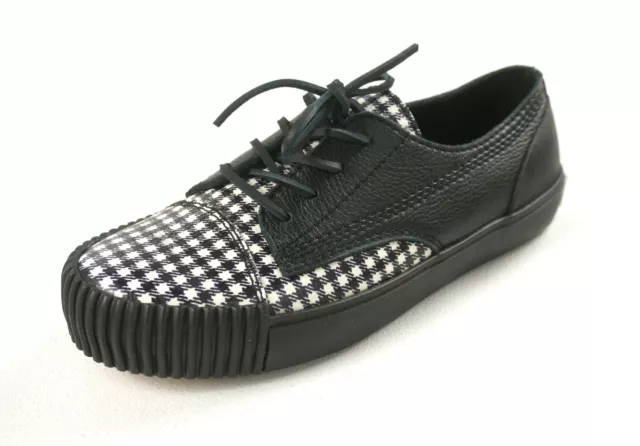 New $550 Alexander Wang Black White Houndstooth Perry Low Leather Sneakers 8/41 2