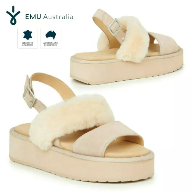 NWT EMU Australia Genuine Lamb Fur and Suede Durack Stinger Sandals. Size: 6-10