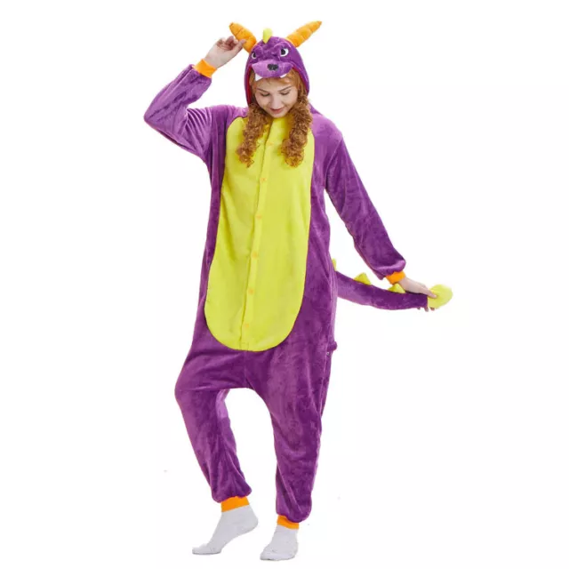 Unisex Adult Animal Pajamas Dragon Cosplay Fancy Costume Sleepwear Jumpsuit