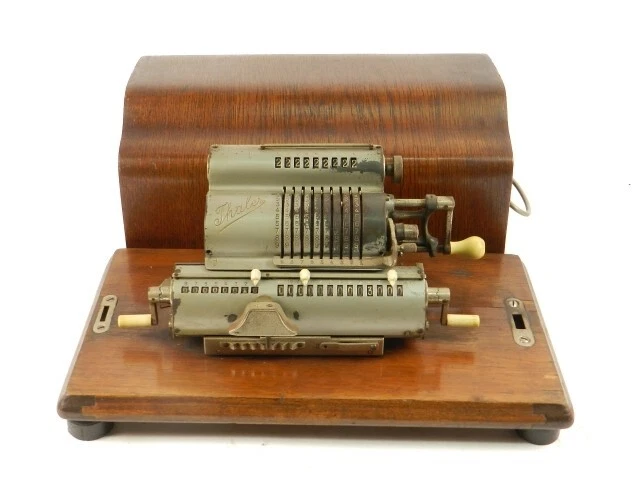 CALCULADORA THALES + Caja AÑO 1950 ADDING MACHINE CALCULATOR RECHENMASCHINE