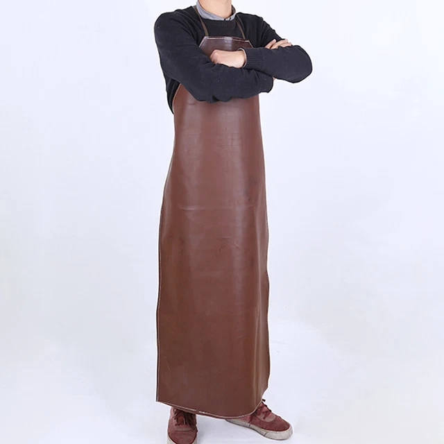Oil Proof Lengthen Hang Neck Unisex Easy Clean Apron Leather Work Shop Kitchen