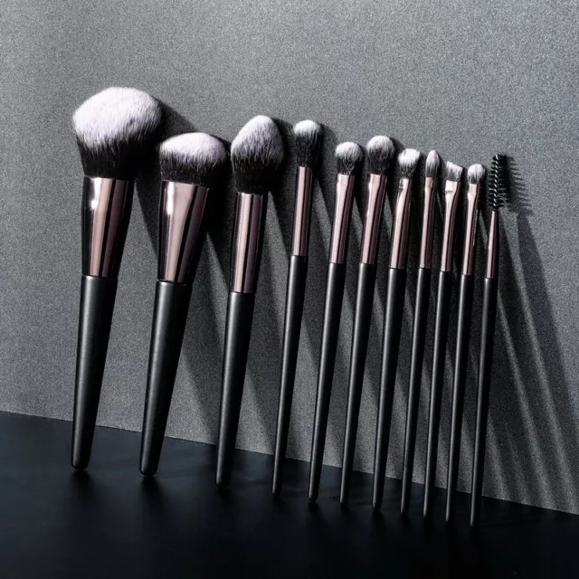 11Pcs Professional Make up Brushes Set Cosmetic Tool Kabuki Kit +Luxury Bag New