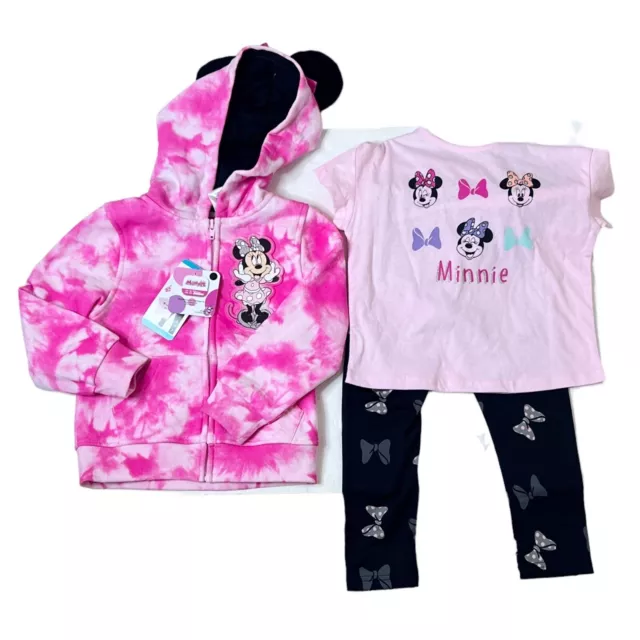 Disney Minnie Mouse 3-piece set NWT $33 size 4T pink tie dye hoodie set