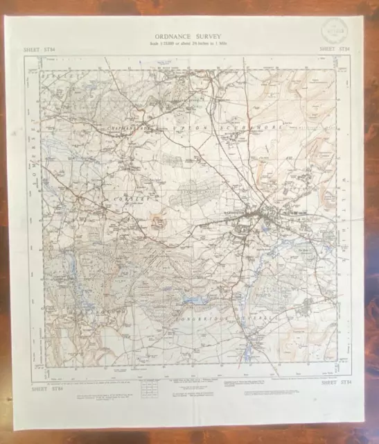 OS Map Sheet ST84  SOMERSET WILTSHIRE Warminster Area Provisional Ed. 1958 M244