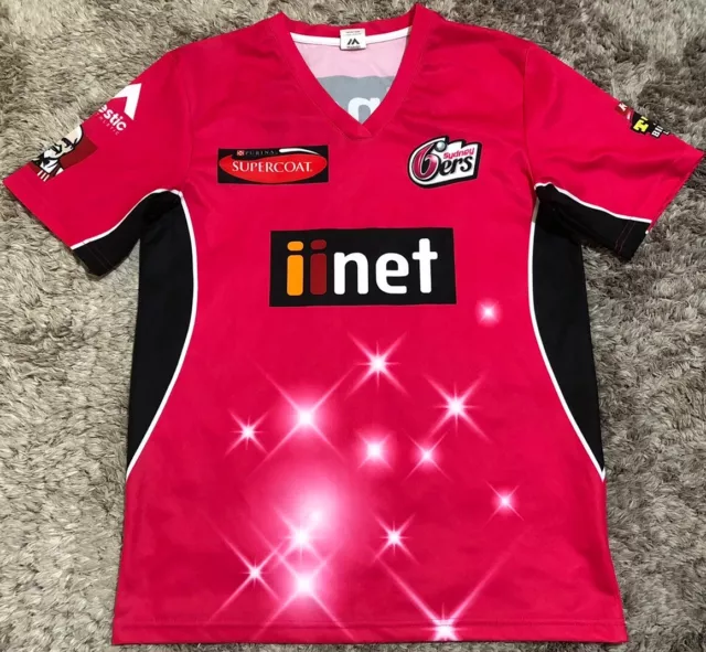 05 Sydney Sixers 6ers KFC BBL Cricket S/S Shirt Majestic Pink Mens Size M VGC