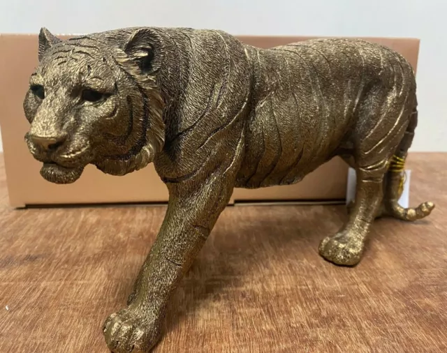 Tiger Figure Ornament Bronze Colour by Leonardo Tiger Statue Gift