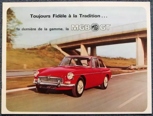 MG MGB GT SPORTS CAR Sales Brochure 1965 #6593 FRENCH TEXT