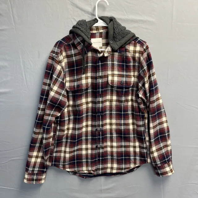 American Eagle Mens Size Medium super soft flannel with removable hood plaid