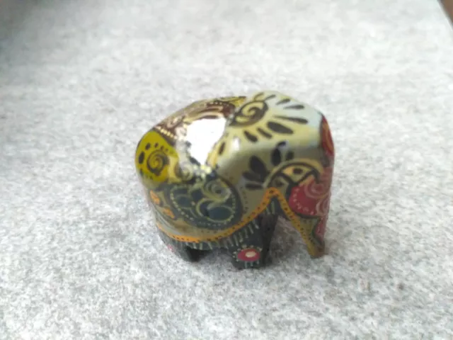 Wooden hand made Indian Painted Mini Elephant Statue Figure  3 cm Tall 2