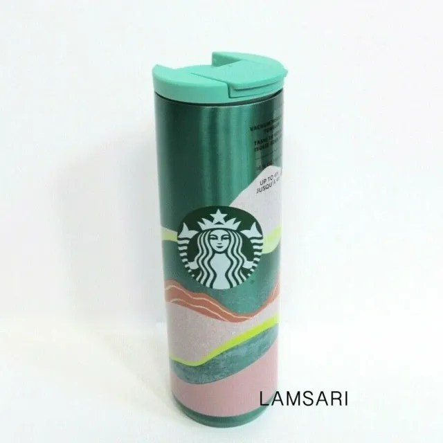 Starbucks Spring 2020 Teal Wave Insulated Flip-Top Stainless Steel Tumbler 16 oz