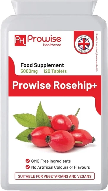 Rosehip Health+ 5000Mg 120 Vegetarian & Vegan Tablets | High Strength Rosehip Ta