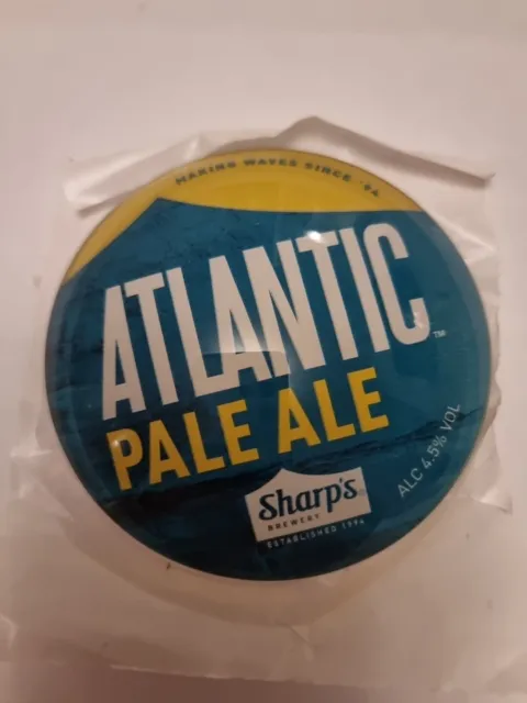 Sharps Atlantic Pale Ale Round 3D Beer Pump Badge Fish Eye Lens.