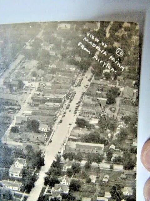 Vintage View of Madelia Minnesota from Airplane Photograph Postcard