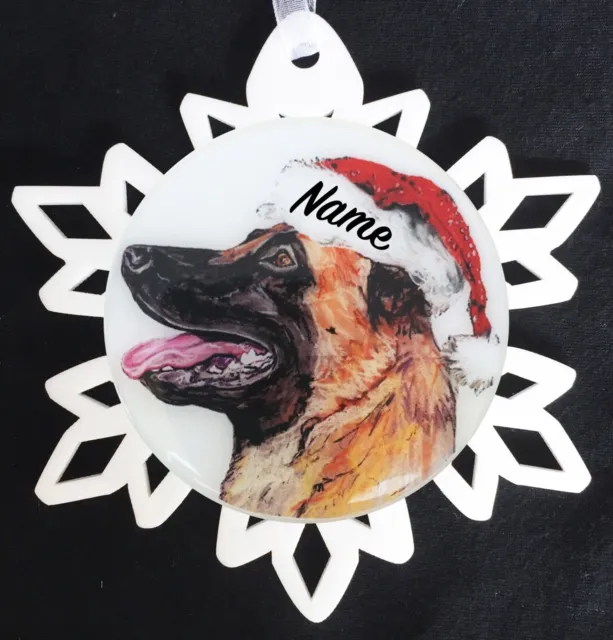 Santa Belgian Malinois Dog Breed Christmas Ornament - Free Personalization