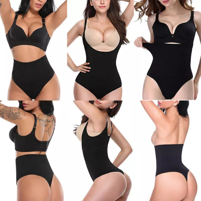 Women Sexy Low Back Shapewear Bodysuit Firm Control ALL IN ONE Thong Body  Shaper
