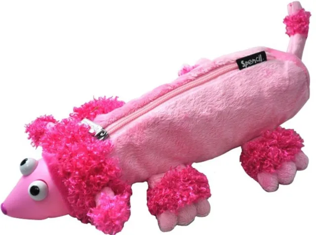 Spencil Funky Pencil Case fluffy with eyes pop out 20cm x 6cm Pink