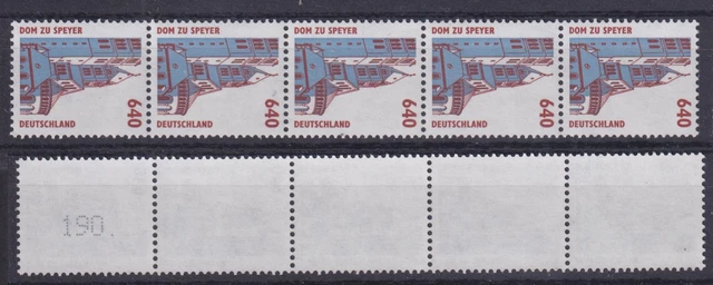 Bund 1811 RM 5er Streifen mit gerader Nummer und Punkt SWK 640 Pf postfrisch