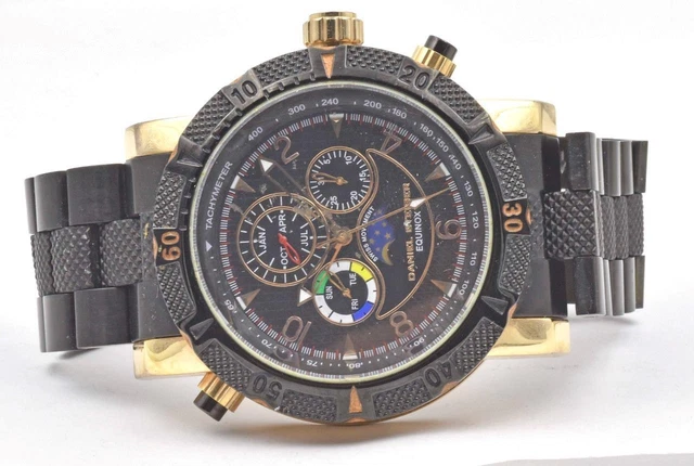 Huge Daniel Steiger Carbon fiber gold plate Day date Month chrono Men's Watch