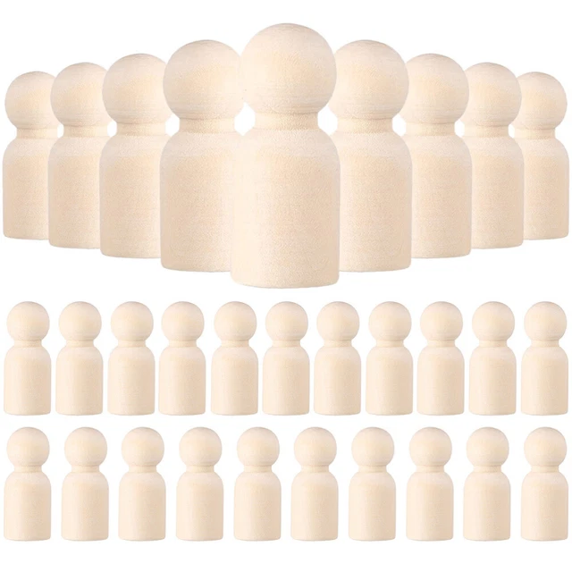 30 Pcs Peg Dolls Unfinished Wooden Bodies Rainbow Child Supplies Crafts