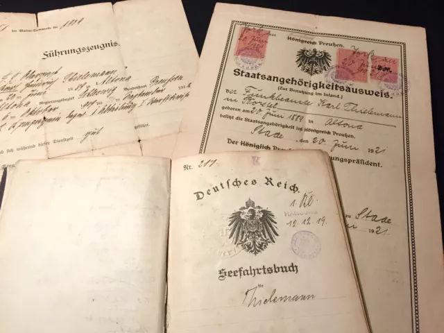 3 ORIGINAL-DOKUMENTE★Matrosen 1912 & 1921★SEEFAHRTSBUCH★Maritim★Marine★Schiffe★ 3