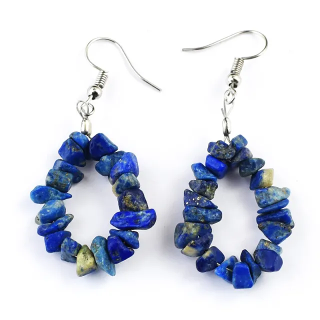 Untreated 37 Cts Earth Mined Blue Lapis Lazuli Beads Earrings Jewelry JK 33E319