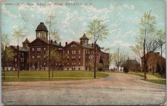 1908 BATAVIA, New York Postcard "N.Y. State School for The Blind" Street View