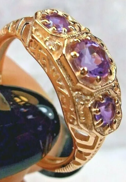 GENUINE Amethyst Sterling Silver and Rose Gold Ring US SELLER-Giftwrapped