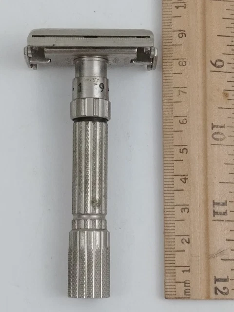 Vintage Gillette Fatboy DE Safety Razor Adjustable 1-9 TTO Fat Boy USA G-2 1961 3