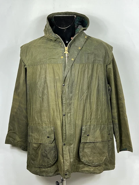 BARBOUR VINTAGE DURHAM con cappuccio C42/107 cm Green Hooded waxed durham L  EUR 180,00 - PicClick IT barbour größe c42