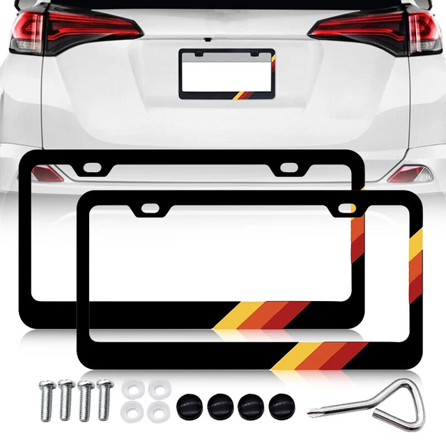 2pcs Tri-color License Plate Frame Tag Cover Fit For Toyota Tacoma Tundra RAV4