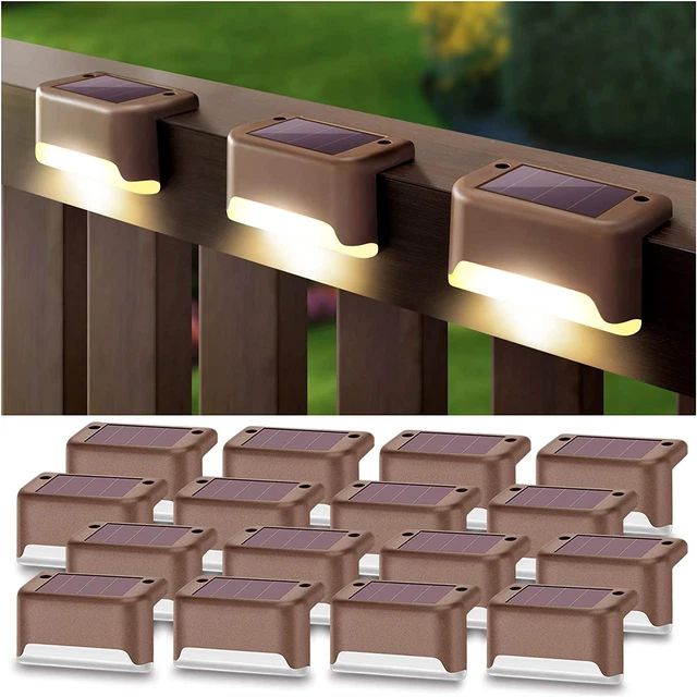 Solar Deck Lights 16 Pack Fence Post Solar Lights for Patio Pool Stairs Step
