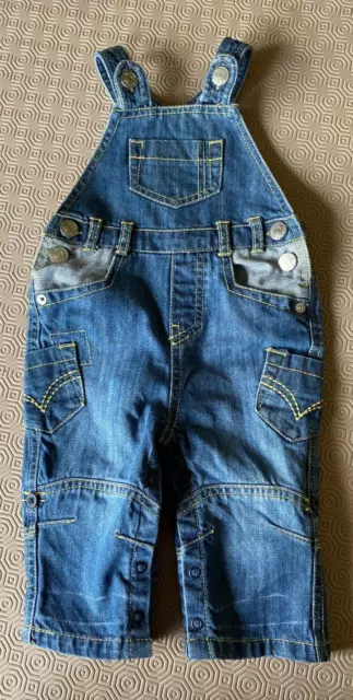 John Lewis Baby Boys Denim Cargo Dungarees Age 3-6 Months Ex Cond