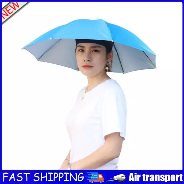 5Pcs Outdoor Cap Portable Anti-Rain Anti-Sun Head Umbrella Hat (Light Blue) AU