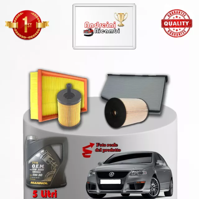 Kit Tagliando Filtri E Olio Vw Passat B6 2.0 Tdi 103Kw 140Cv Dal 2006 ->