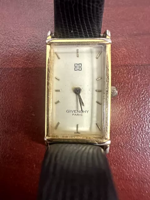 Vintage Ladies Givenchy Gold Tone Rectangular Face Watch Needs Battery