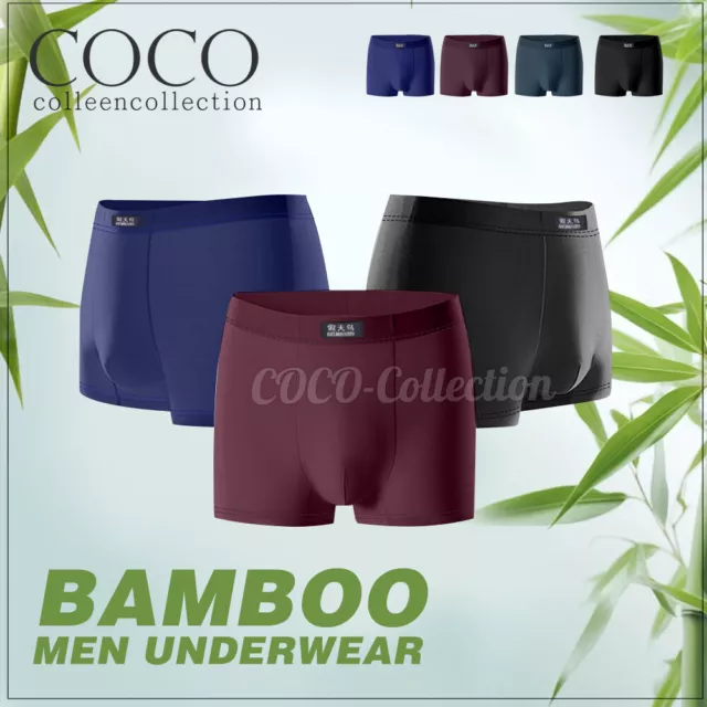 Mens Boxer Briefs Bamboo Fiber Breathable Underwear Trunks Underpants Knickers