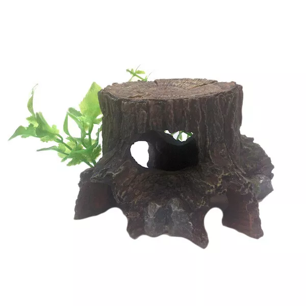 Medium Tree Stump & Plants Aquarium Fish Tank Hideaway Ornament
