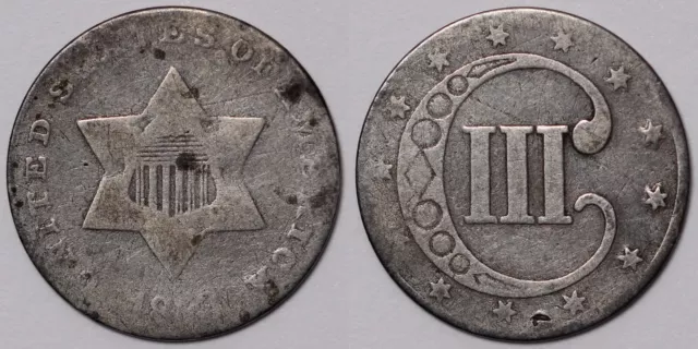 United States USA 1853 Three Cent (Trime) 3CS Silver Coin