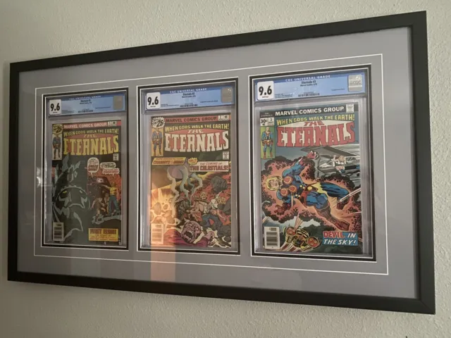 Eternals #1, #2, and #3 CGC 9.6 WHITE PAGES Framed (origin, 1st Appearance)