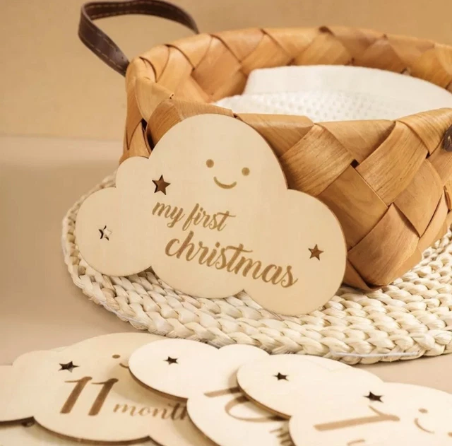 WOODEN BABY MONTHLY Milestone Cards - Hello World - Double Sided £17.21 ...