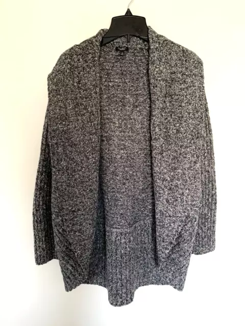 Talbots Cardigan Women's XS Cable Knit Cocoon Gray 3/4 Sleeve Open Front Sweater