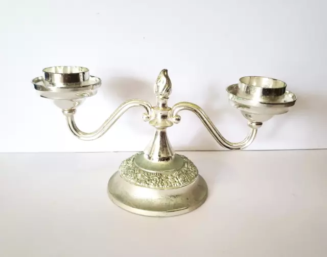 Antique Tea Candle Holder Art Deco Silver Plated Candle Stand