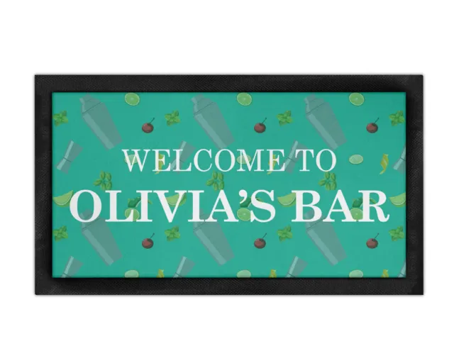 Personalised Welcome to my Bar Bar Runner Mat Gift Garden Home Man Cave Pub Tiki