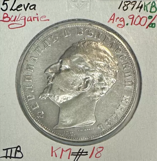 BULGARIE - 5 LEVA 1894KB - Pièce de Monnaie en Argent // Qualité : TTB