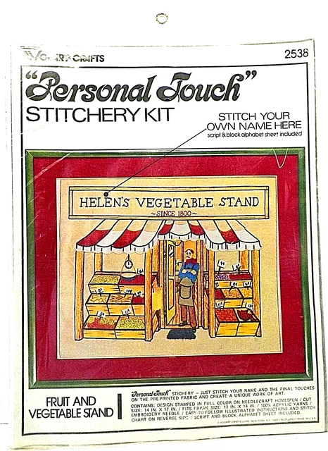 Kit de bordado personalizado para principiantes Vogart artesanías soporte de frutas ¡AÑADE TU NOMBRE!